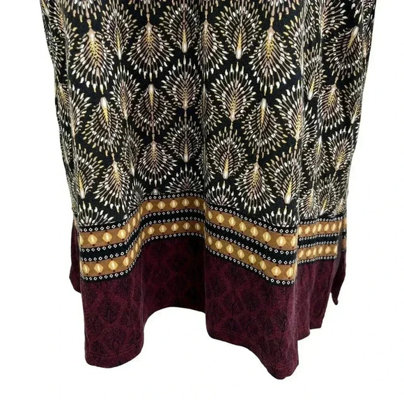 J Jill Womens L 3/4 Sleeve Tunic Top Geometric Peacock Print Henley Style Tunic - Picture 4 of 14